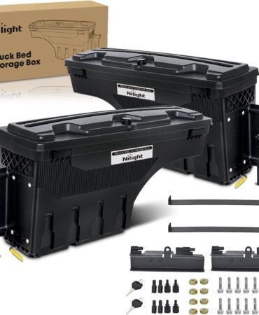 Nilight Truck Bed Tool Box Driver Side & Passenger Side Truck Toolbox Fit for Chevrolet Silverado GMC Sierra 1500 2500 3500 2007-2018 Swing Case Truck Bed Storage Box w Lockable Lid Wheel Well Toolbox
