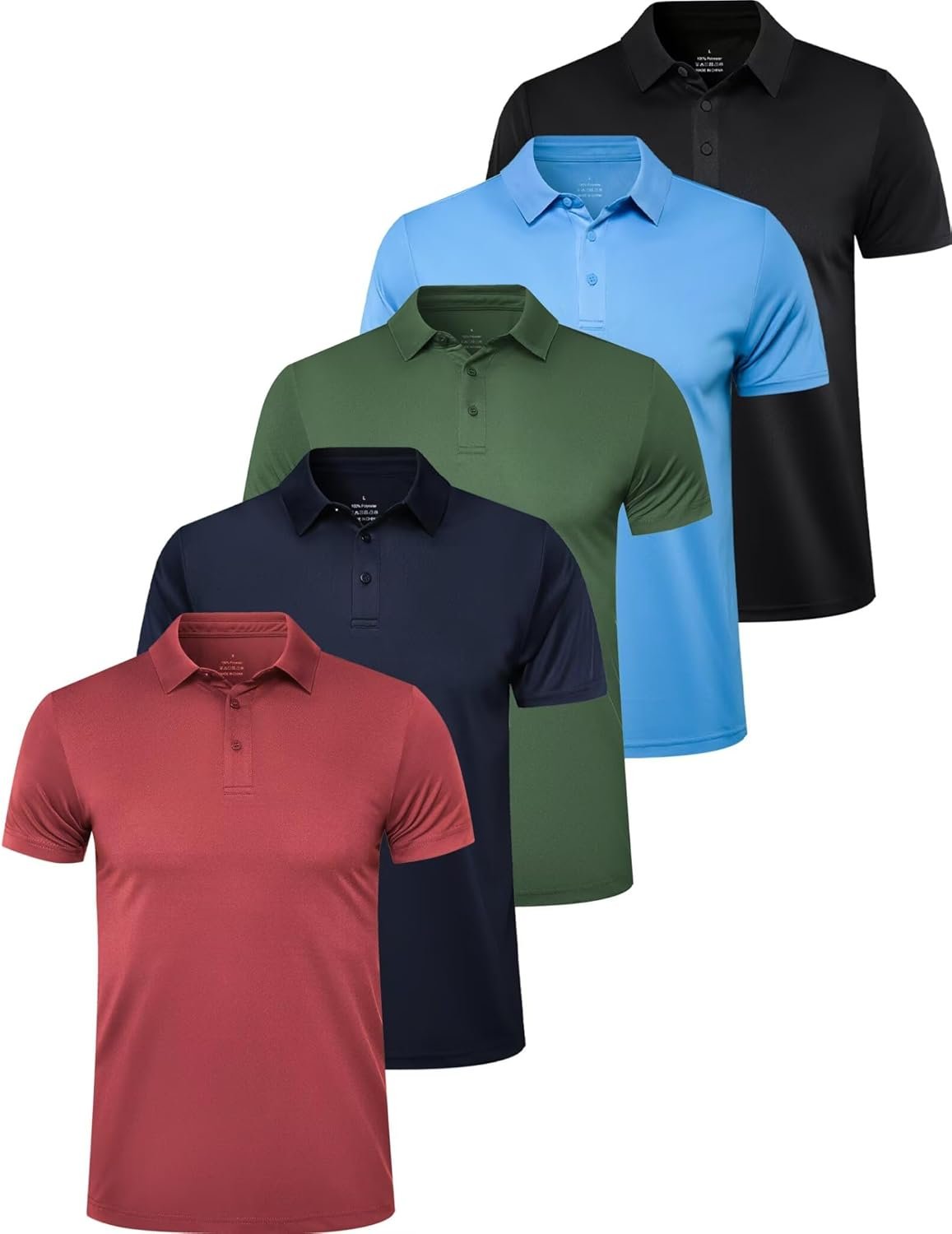 OYGSieg 5 Pack Polo Shirts for Men Quick Dry Short Sleeve T-Shirts Performance Mens Golf Shirts for Work Athletic