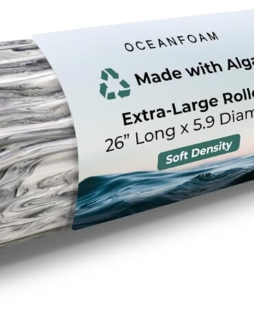Oceanfoam Tsunami Roller (Black Marbled) - Extra-Large, 26" x 5.9" - Soft, Textured Foam Roller for Physical Therapy, Back Pain, Exercise & Stretching - Wave Textured - Yoga, Athletics, & Wellness