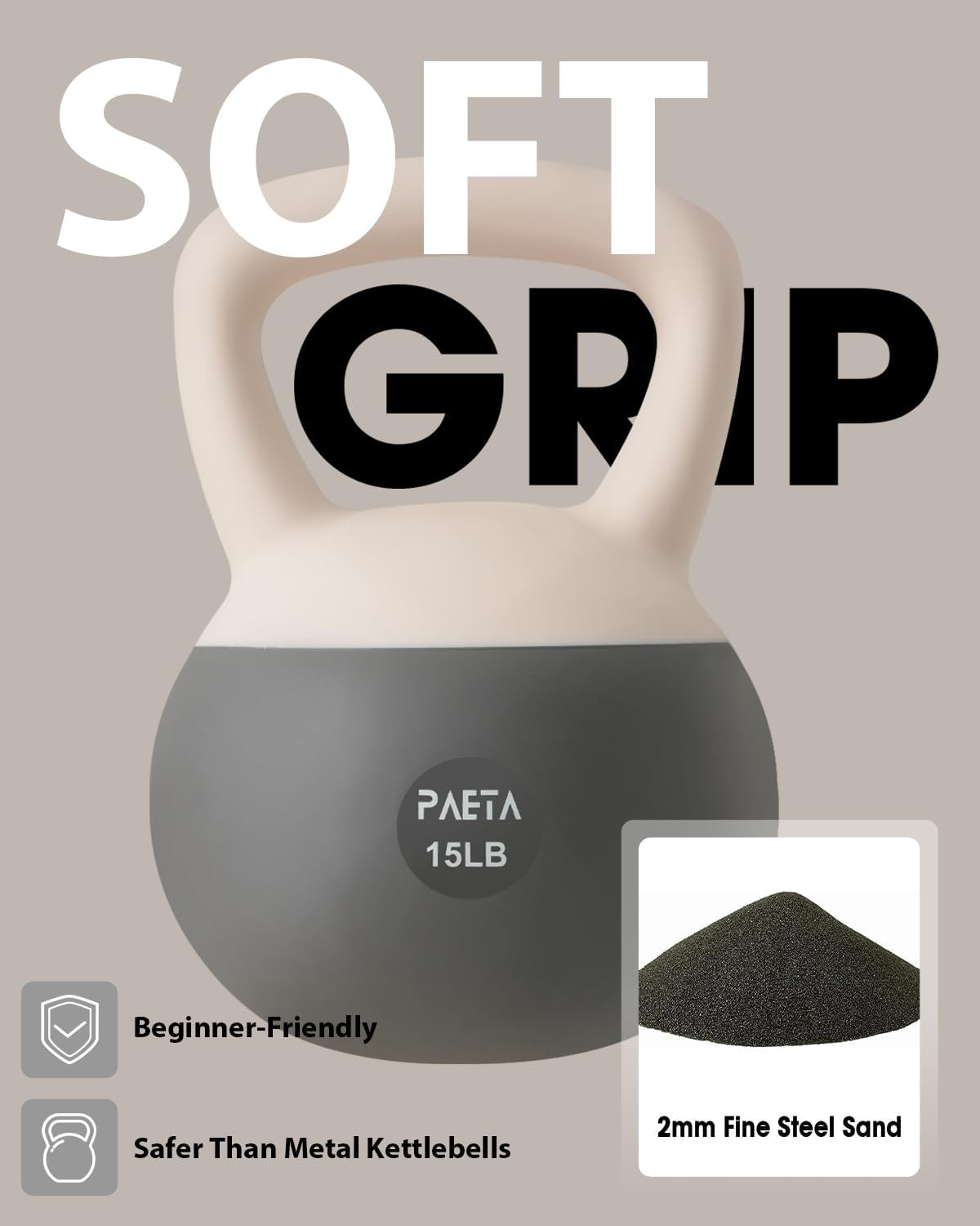 PAETA Soft Kettlebell for Home Fitness – Anti-Slip Grip & Wide Handle Design,Soft Kettlebell Set, Gentle Floor-Friendly Impact – 10lbs, 15lbs, 21lbs, for Home Functional Training