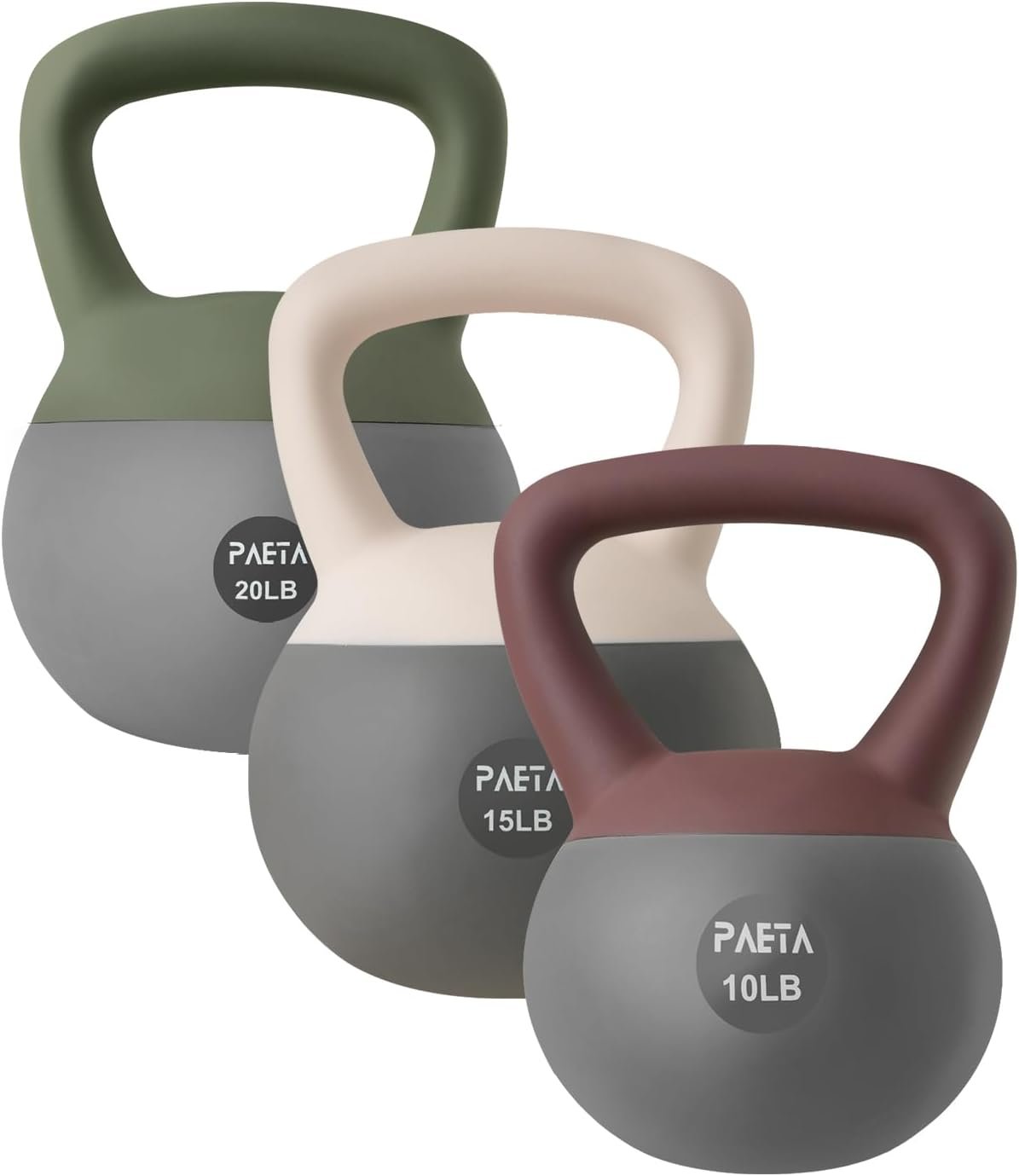PAETA Soft Kettlebell for Home Fitness – Anti-Slip Grip & Wide Handle Design,Soft Kettlebell Set, Gentle Floor-Friendly Impact – 10lbs, 15lbs, 21lbs, for Home Functional Training