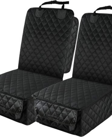 PETICON Waterproof Front Seat Car Cover 2 Pack, Full Protection Dog Car Seat Cover with Side Flaps, Nonslip Scratchproof Captain Chair Seat Cover Fits for Cars, Trucks, SUVs, Jeep, Black