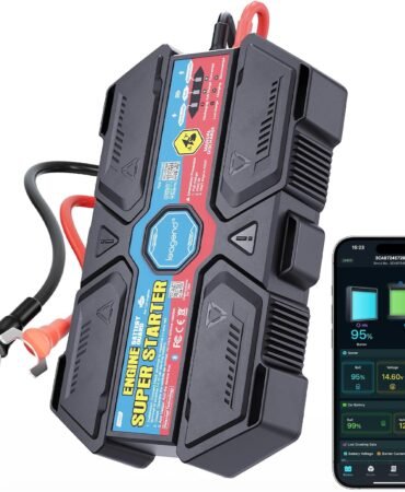 Permanent Mount Super Capacitor Jump Starter - 1300A, Batteryless & No Pre-Charge, 3-10min Fast Charge, App Monitoring, IP65 Waterproof for 12V Passenger & Commercial Cars (-40°F to 176°F)