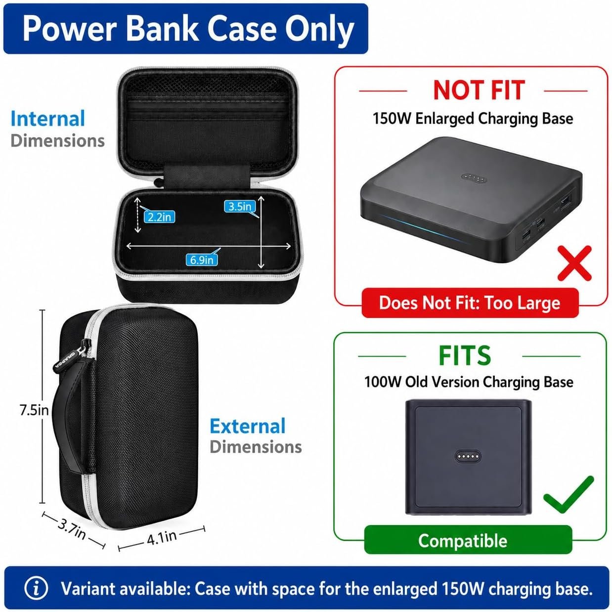 Power Bank Case Compatible with Anker Prime Power Bank 26250 (300w)/ 27650/ 25000/ 24000mAh(737) Power Banks, Storage Organizer for 100W Charging Base, Cable for Business Travel Outdoor Use (Box Only)
