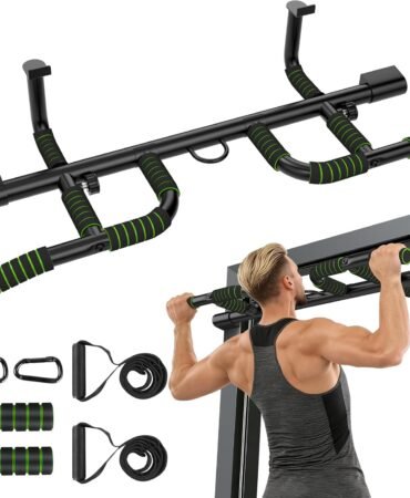 Pull Up Bar for Doorway Upgrade Multi-Grip Pullup Door Strength Training Pull-Up Bars Frame Chin Hanging Exercise Home Doorframe Dead Hang Without Screws Over the at Indoor No Way, Up To 440 Lbs