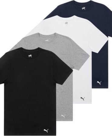 Puma Men's 4 Pack Cotton Crewneck Short Sleeve T-Shirt