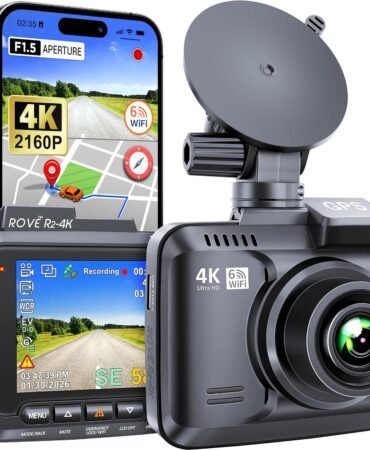 ROVE R2-4K Dash Cam, 4K UHD 2160P Car Camera with 8MP CMOS Sensor, Built-in WiFi 6 and GPS, Dash Camera For Cars with 2.4" Screen, Super Night Vision, 150" Wide Angle, Parking Mode, Supports 512GB Max