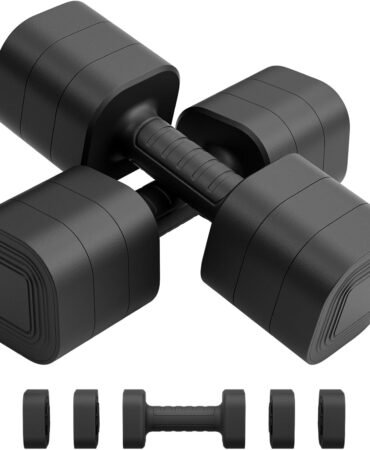 Ragebby Adjustable Dumbbell Set of 2, Weights for Men and Women at Home, Anti-slip Handle, 3 in 1 Free Weights Dumbbells Set, 2lb/3lb/5lb/10lb/15lb/20lb for Pilates, Yoga, Strength Training