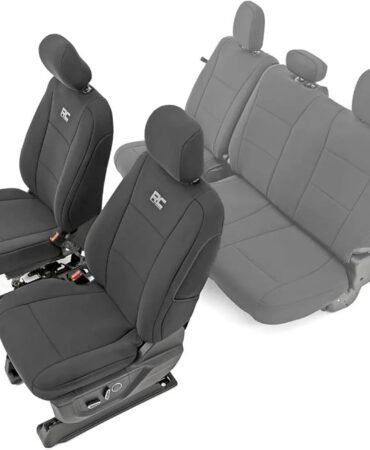 Rough Country Neoprene Seat Covers for 15-22 F-150 |17-22 Super Duty - 91016,Black, Front