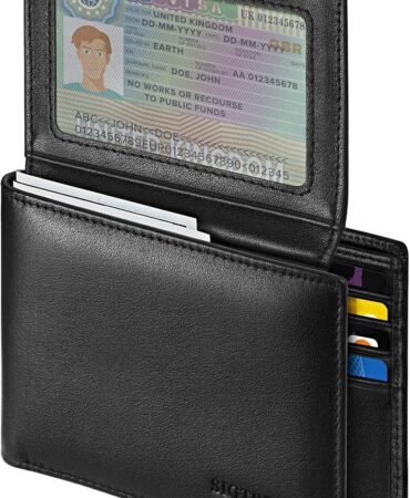 Sigtrenx Leather Wallets for Men, Genuine Leather Mens Wallets Bifold Rfid Blocking with 2 ID Windows