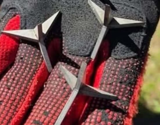 Someone is hiding tire spikes on off-road trails. And its type is actually medieval