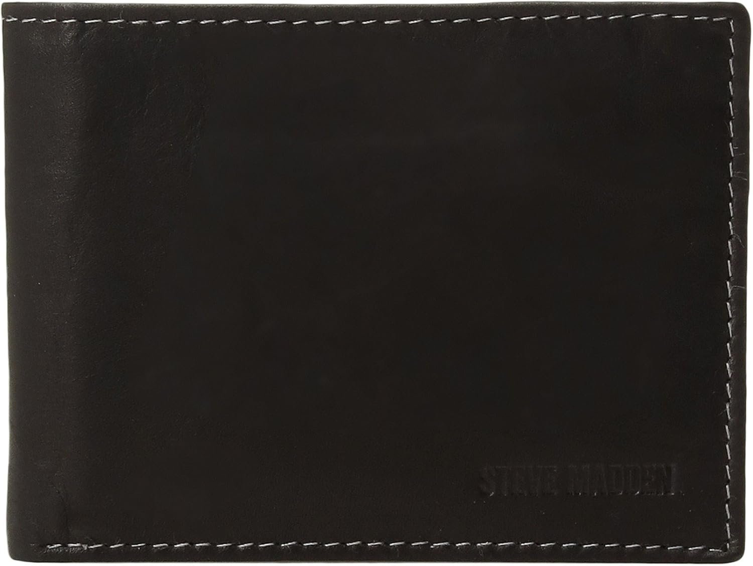 Steve Madden Men's Slim Leather Wallet with Extra Capacity Attached Flip Pockets