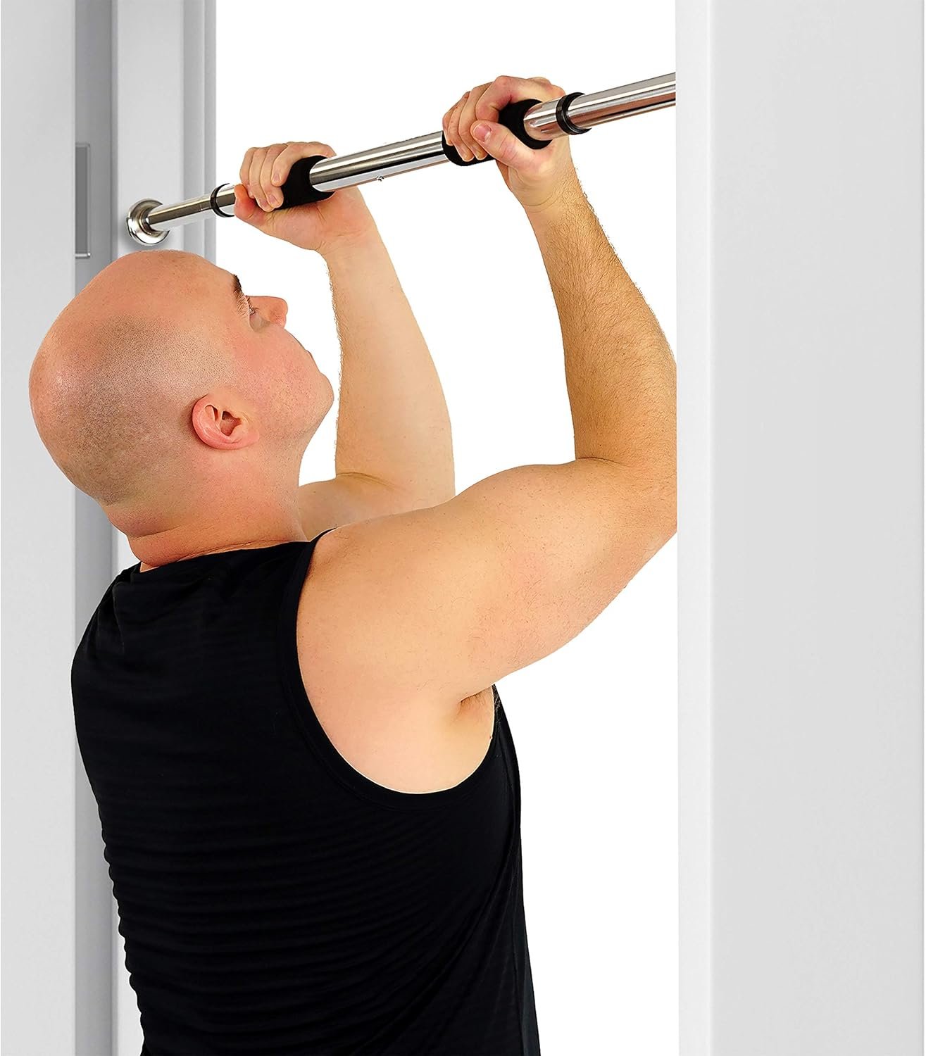 Sunny Health & Fitness Adjustable Doorway Pull Up Bar – Chin Up Bar for Home Gym Training