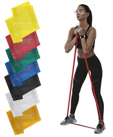 THERABAND Professional Resistance Bands Set, 7 Pack 6 ft Exercise Bands for Working Out, Stretch Bands for Physical Therapy, Pilates & Full Body Workout, Levels 1–7