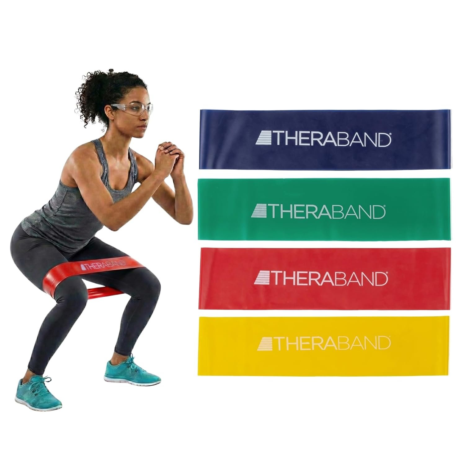 THERABAND Resistance Band Loop Set, 12" Workout Bands for Strength Training, Stretching & Physical Therapy, Set of 4 Color-Coded Exercise Bands with Varying Resistance Levels, Portable & Durable