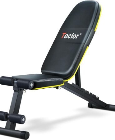 Teclor Adjustable Weight Bench, Foldable Workout Benches for Home Gym, 10 Backrest Position Exercise Bench for Strength Training, Upgraded Thickened Steel Support Max Capacity 700LBs