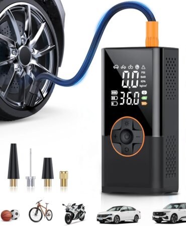 Tire Inflator Portable Air Compressor, 150 PSI Air Compressor with Digital Pressure Gauge, 3X Faster Portable Air Pump for Car, Motorcycle, Bicycle, Ball and More(Black)