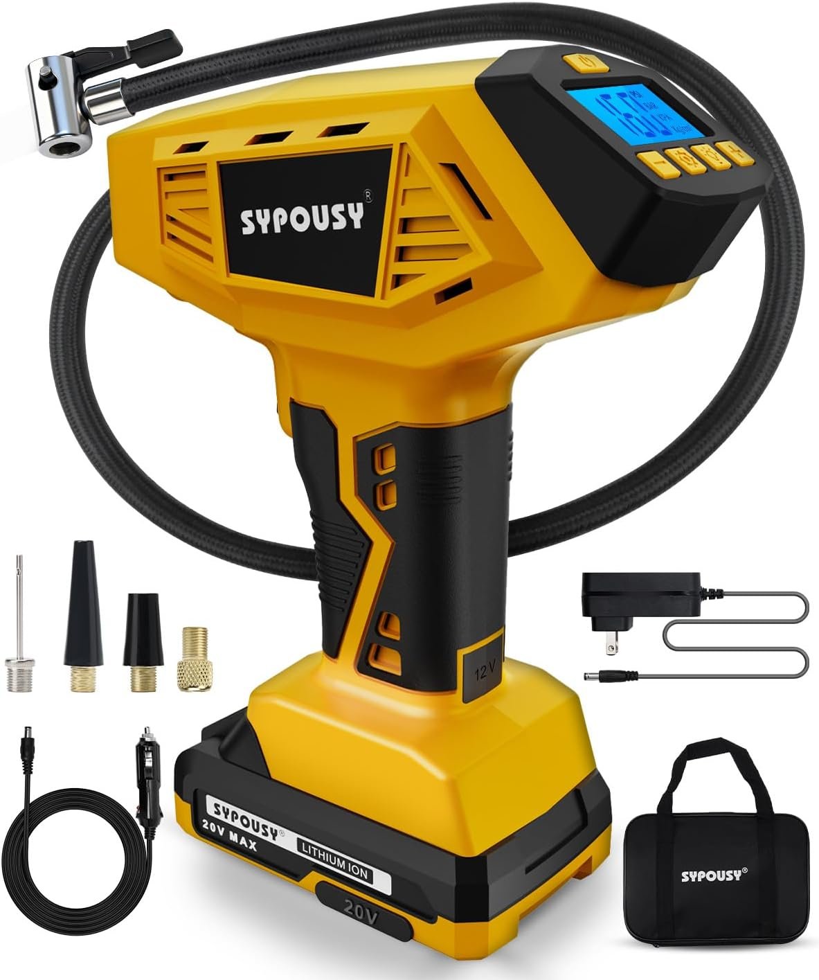 Tire Inflator Portable Air Compressor - 4X Faster Inflation, 160PSI Cordless Tire Pump with Dual Power Rechargeable Battery & 12V Car power, Auto Shut Off, Digital Gauge for Car, Motorcycle, E-Bike