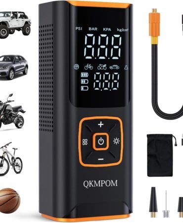 Tire Inflator Portable Air Compressor, 6X Faster 180 PSI Cordless Air Compressor, Air Pump with Pressure Gauge - Portable Tire Inflator for Car, Pickup, Motor, Bicycle, Balls and More