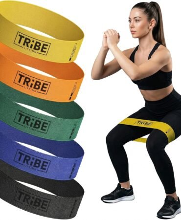 Tribe Lifting Fabric Resistance Bands for Working Out - 5 Exercise Bands Set for Legs and Glutes - Booty Bands for Women and Men - Thick Cloth Workout Bands for Physical Therapy, Hip Training