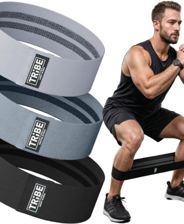Tribe Lifting Resistance Bands for Working Out - 3 Pack Fabric Workout Bands for Women and Men - Booty Bands for Legs and Glute - Non Slip Exercise Bands Set for Squat Hip Thigh