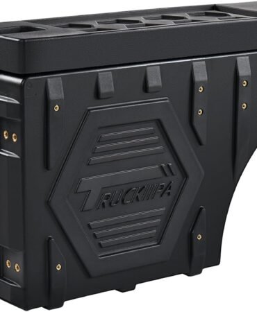 Truckiipa Truck Bed Storage Box, Universal Double Layer Thicken Truck Bed Toolbox Waterproof Lockable Wheel Well Tool Box for Truck, Swing Case Fit Most Truck Driver & Passenger Side, 20L/5.28GAL