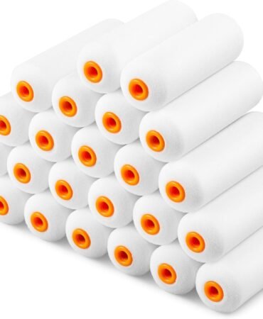 VOOMEY Mini Paint Roller Covers，High Density Foam Paint Roller，4 Inch Foam Roller Paint, 24 Pack,Fits All Flat Surfaces, Including Kitchen Cabinets, Doors, Tables, Etc.