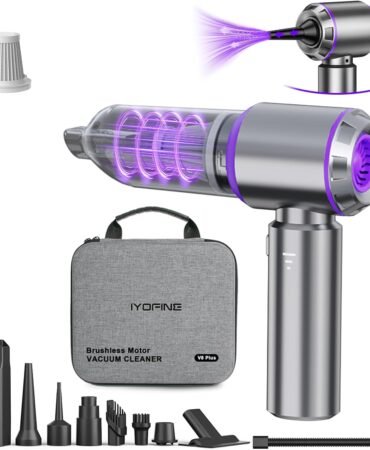 Vacuum/Air Duster 80,000RPM Super Power Mini Car Vacuum Cleaner 4-in-1 air Blower Gun Air Duster & Air Blower & Pump Hand Electric air Duster Handheld dust Blower Blower Cordless (Purple)