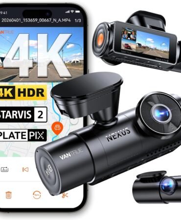 Vantrue New N4 Pro S 4K 3 Channel Dash Cam, Triple STARVIS 2 Dash Camera for Cars, 4K+1080P+2.5K Front and Rear Inside, HDR IR Night Vision, 24/7 Buffered Parking Mode, GPS, Wi-Fi, Support 1TB (RC18)