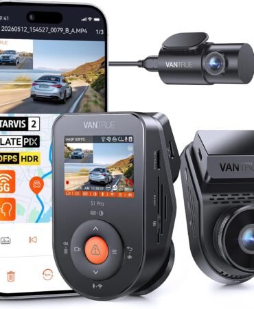 Vantrue S1 Pro Dash Cam Front and Rear, 60FPS STARVIS 2 Dash Camera, PlatePix™ Tech, AI Dual Dash Cam with ADAS & BSD, Night Vision Car Camera with 5G WiFi, GPS, Voice Control, 24/7 Parking Mode