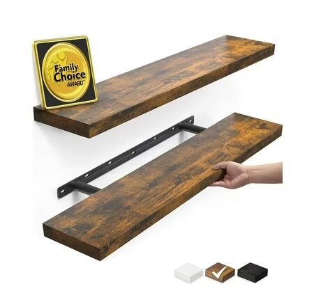 Walmart has a 2-pack of easy-to-install floating wall shelves on sale right now for $18