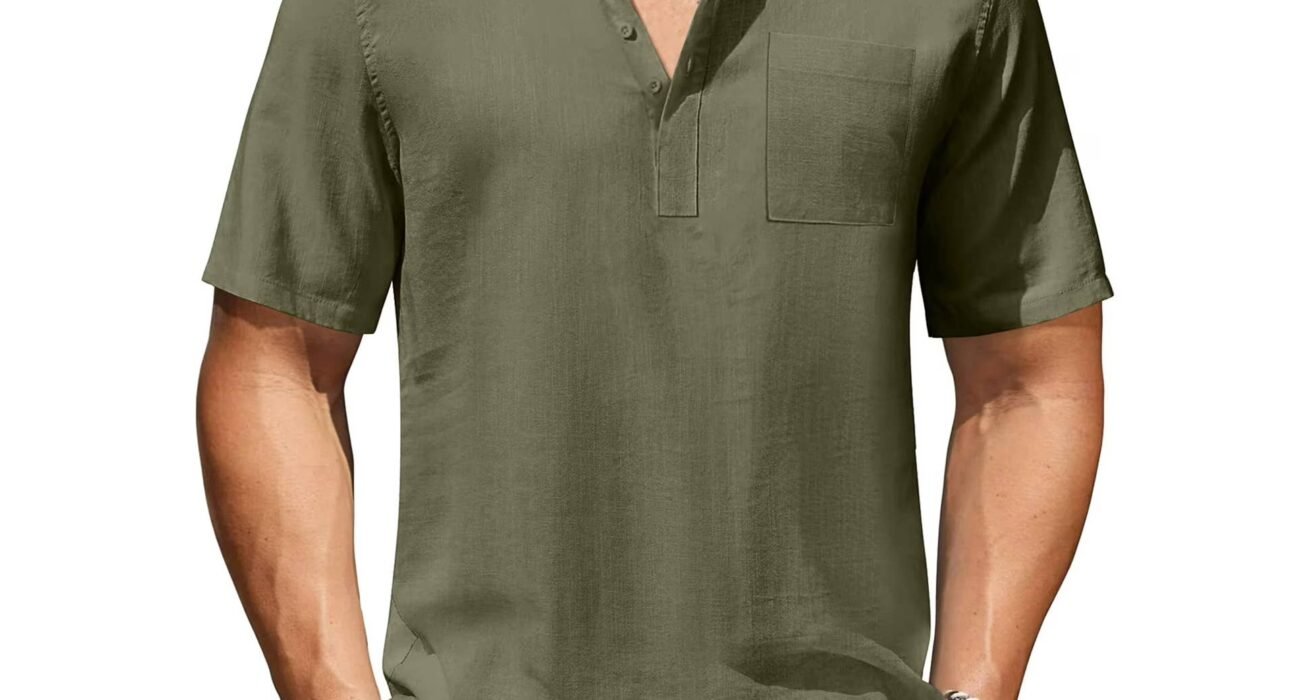 Walmart sells a $14 cotton-linen Henley shirt that's 'super comfortable' in the heat