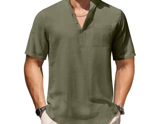 Walmart sells a $14 cotton-linen Henley shirt that's 'super comfortable' in the heat