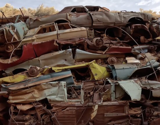 Why is there a wall of junk cars in Utah Canyon?
