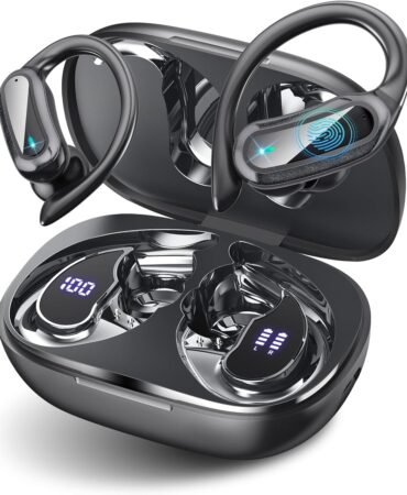 Wireless Earbuds Bluetooth 5.4 Headphones, 54H Playtime Stereo Earphones with Noise Cancelling Mic, IPX7 Waterproof, Fast Charging and Comfort Fit Ear Buds for Fitness/Sports/Workouts/Travel Black