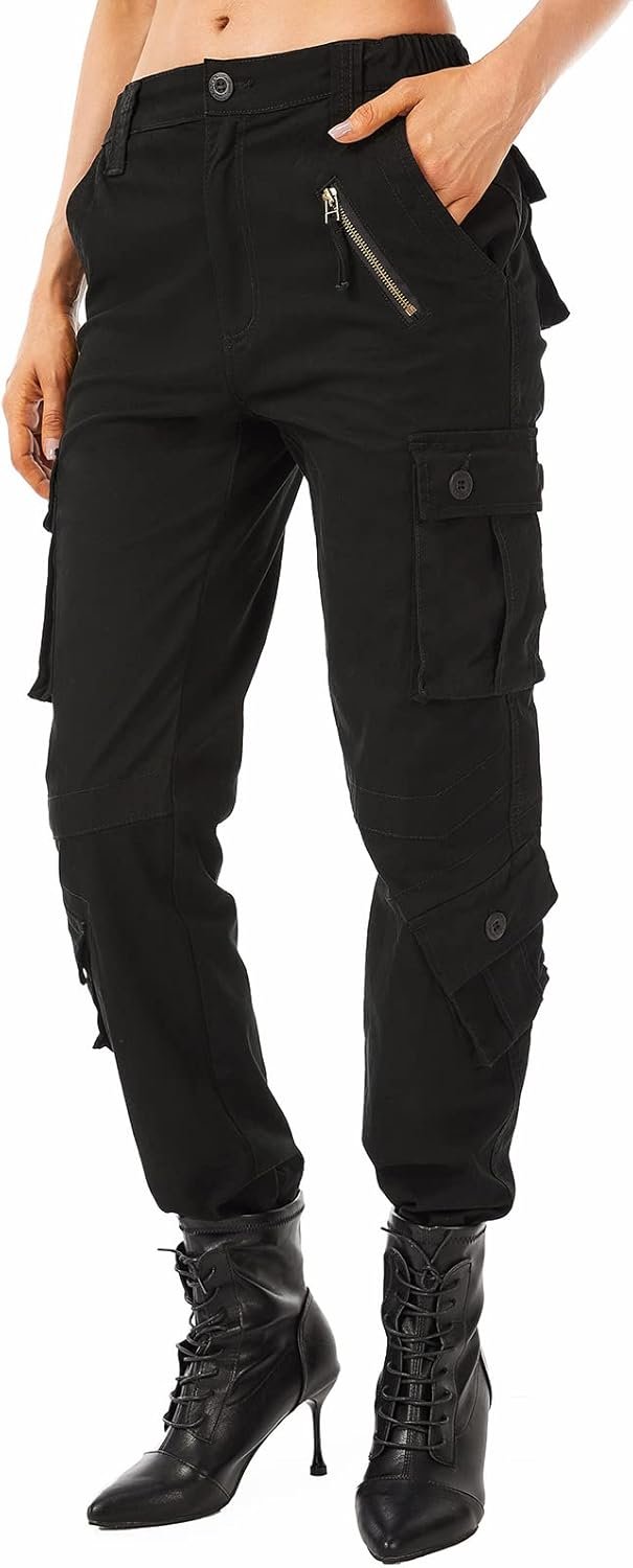 Women's Cotton Casual Military Army Cargo Combat Work Pants with 8 Pocket