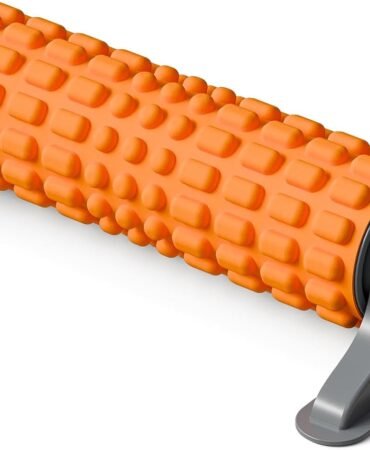 XL IT Band Firm Foam Roller with Resistance Holder - 17 inches - Exercise Roller for IT Band Issues, Deep Tissue Muscle Massage, Muscle and Back Roller for Fitness, Gym Equipment (Orange)