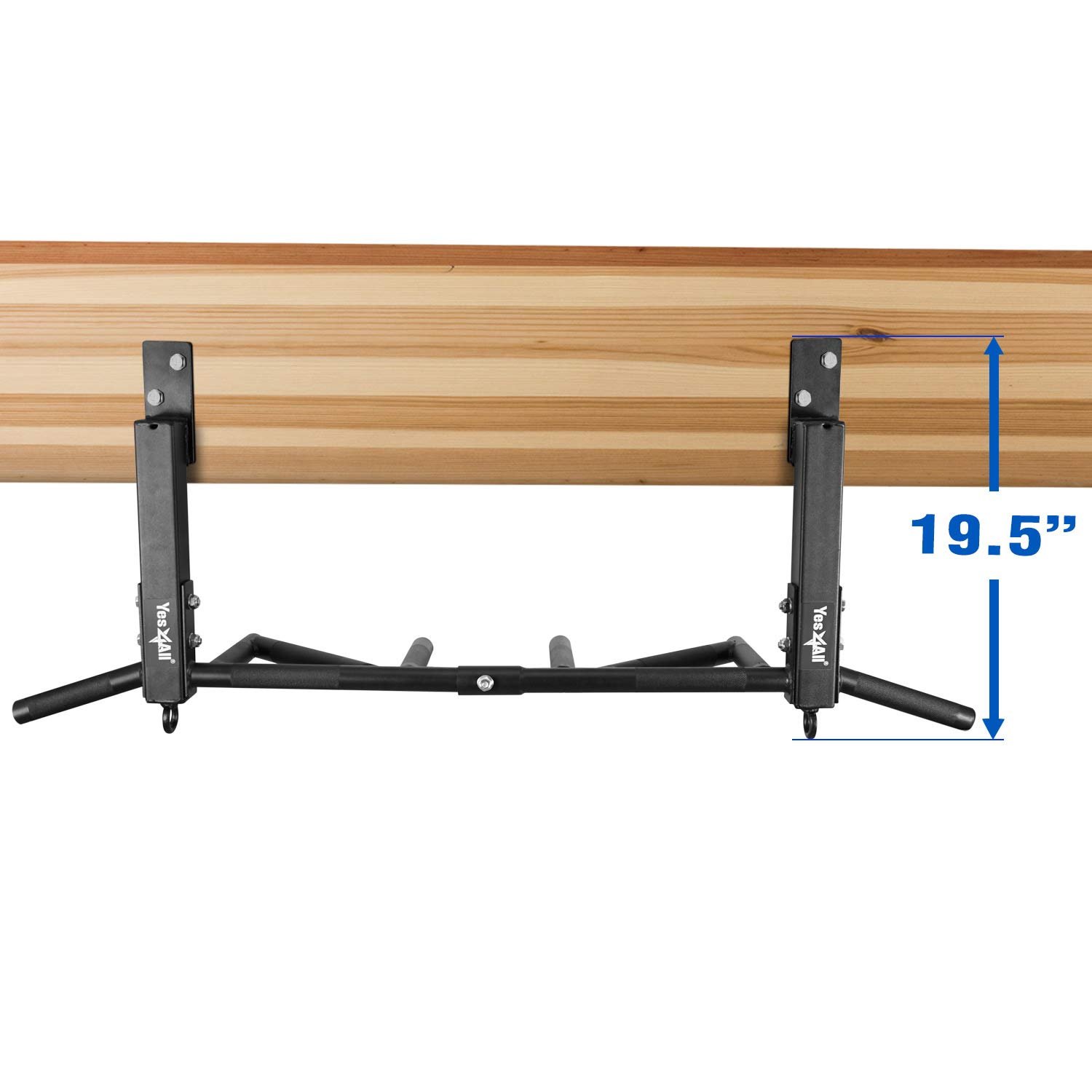 Yes4All Heavy Duty Wall Mounted Pull Up Bar – Multi-Grip Ceiling/Joist Mount Chin-Up Bar for Home Gym Strength Training, 300 lb Capacity, 5 Grip, Steel, Joist Mount, Black