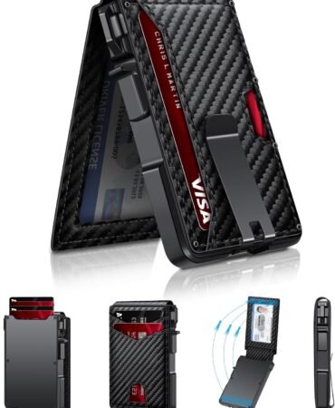 ZALVEX Wallet for Men, Mens Minimalist Wallet 9-13 Cards, Slim Compact Wallet with Money Clip & ID Window, RFID Blocking Smart Pop Up Card Wallet, Metal Aluminum Credit Card Holder Bifold Wallet