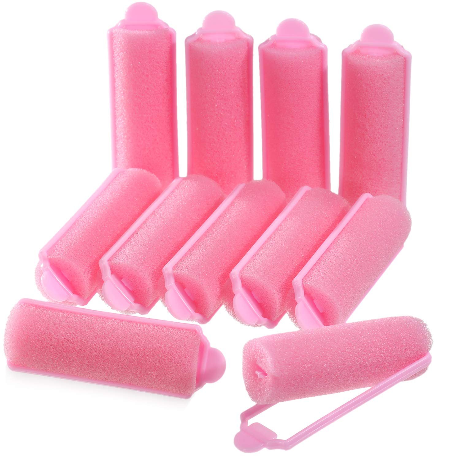 Zhehao 36 Pcs Sponge Foam Hair Rollers Small Pink Heatless Curlers for Short Long Hair Soft Flexible Hairdressing Curlers to Sleep in for Women Styling
