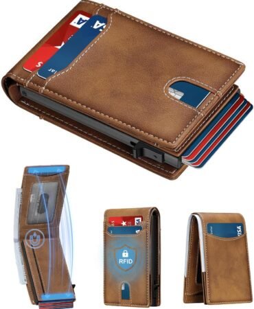 furid Card Wallet For Men Slim: Smart Rfid Minimalist Front Pocket Pop Up Wallet with ID Window - Gifts for Husband Father at Birthday Anniversary
