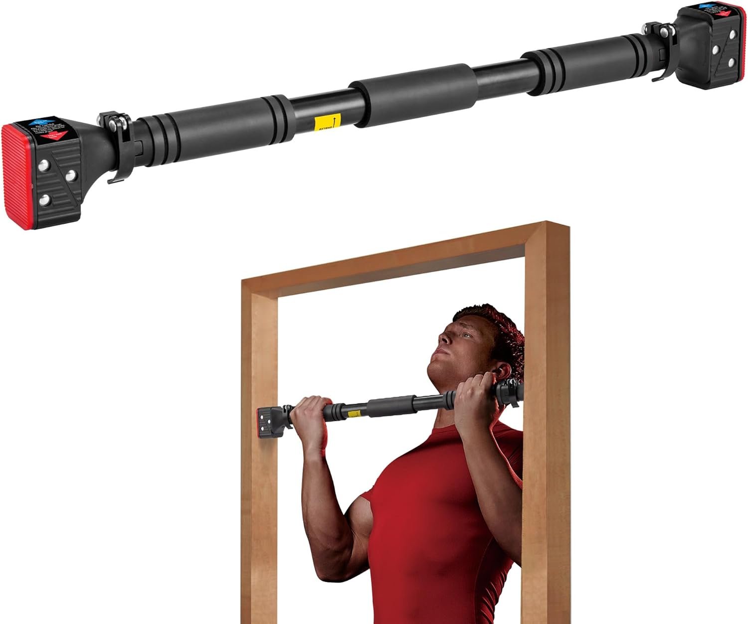 leikefitness Pull-Up Bar For Door Frame Chin Up Bar Upper Body Workout 28.3"- 37.8" Adjustable Portable Training Pull-Up Bars without Screw - Adjustable Width Locking Mechanism