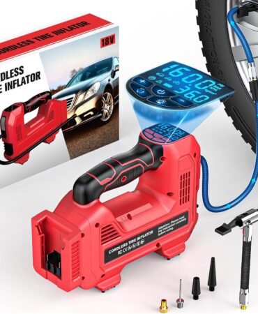 160PSI Cordless Tire Inflator Air Compressor Compatible With Milwaukee 18V Battery, LIVOWALNY Portable Handheld Air Pump with Digital Pressure Gauge for Cars Motorcycles Bikes Sport Balls (Tool Only)