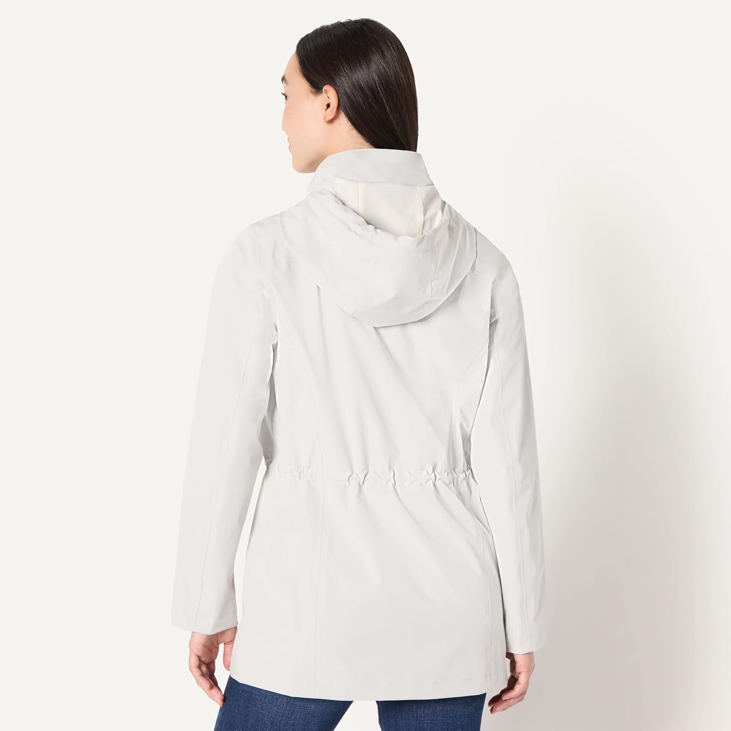 Amazon Essentials Women's Relaxed-Fit Lightweight Waterproof Long Hooded Rain Jacket
