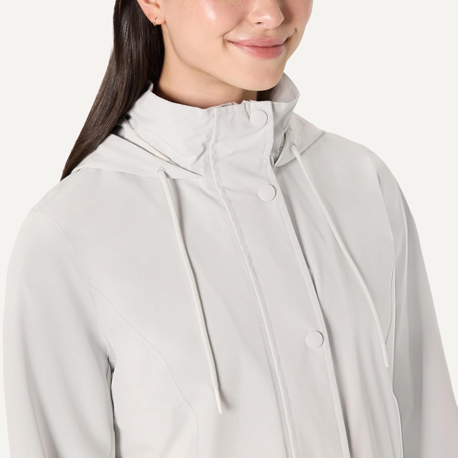 Amazon Essentials Women's Relaxed-Fit Lightweight Waterproof Long Hooded Rain Jacket