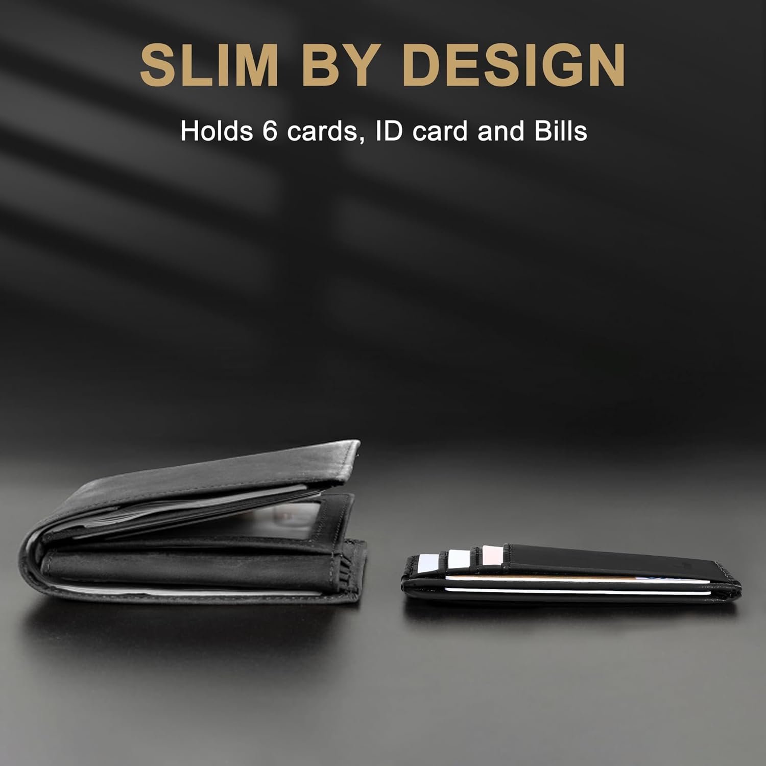 Travelambo Slim Wallet Front Pocket Minimalist Leather RFID Blocking Medium Size