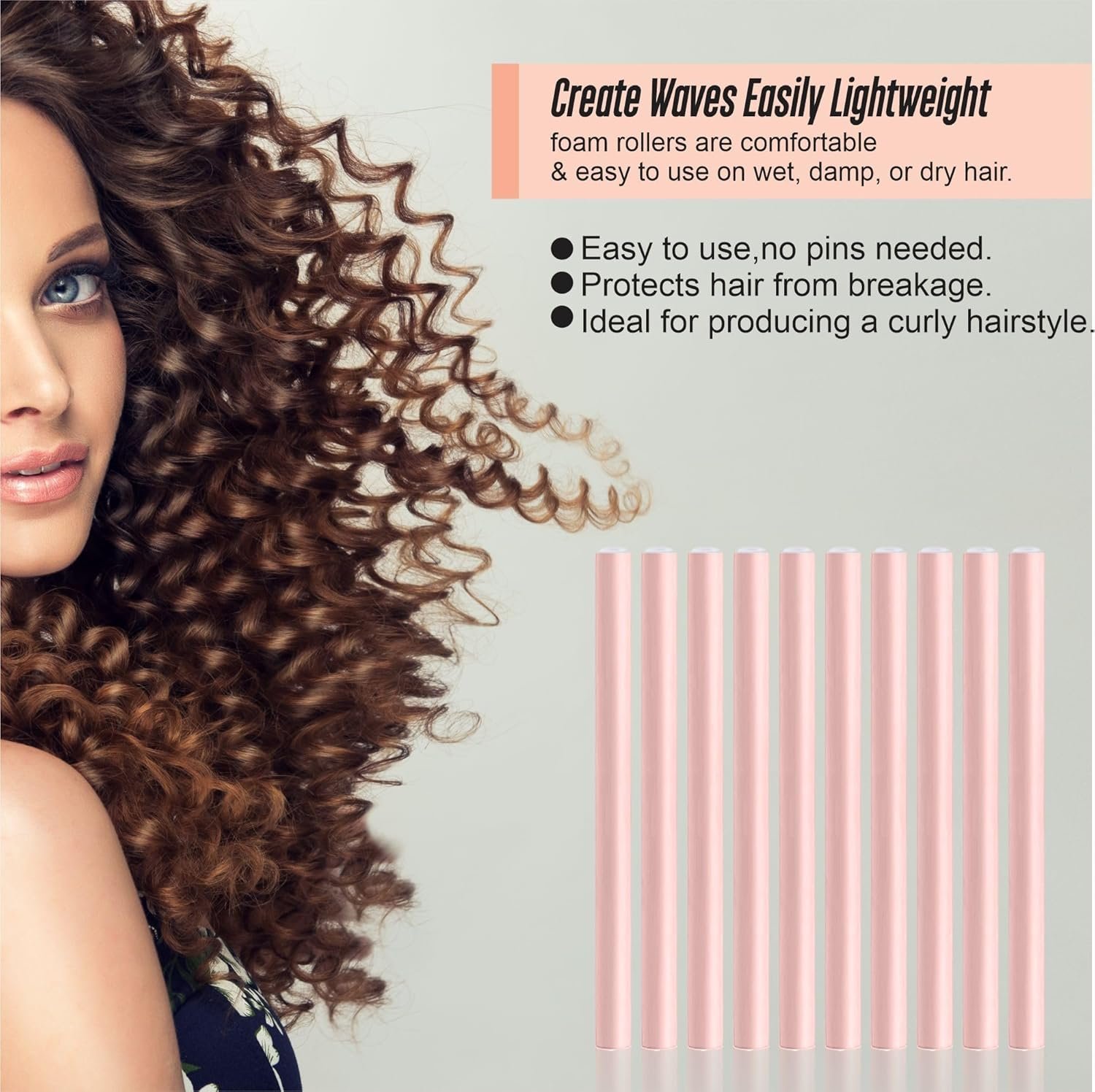 Curlers Hair Rollers Bendy Foam Roller Flexible Curling Rods Heatless Curlers Long Short Medium Hair No Heat For Sleeping Styling Hair Rollers Salon Diy 12 Pieces 16 mm (Pink, Medium)