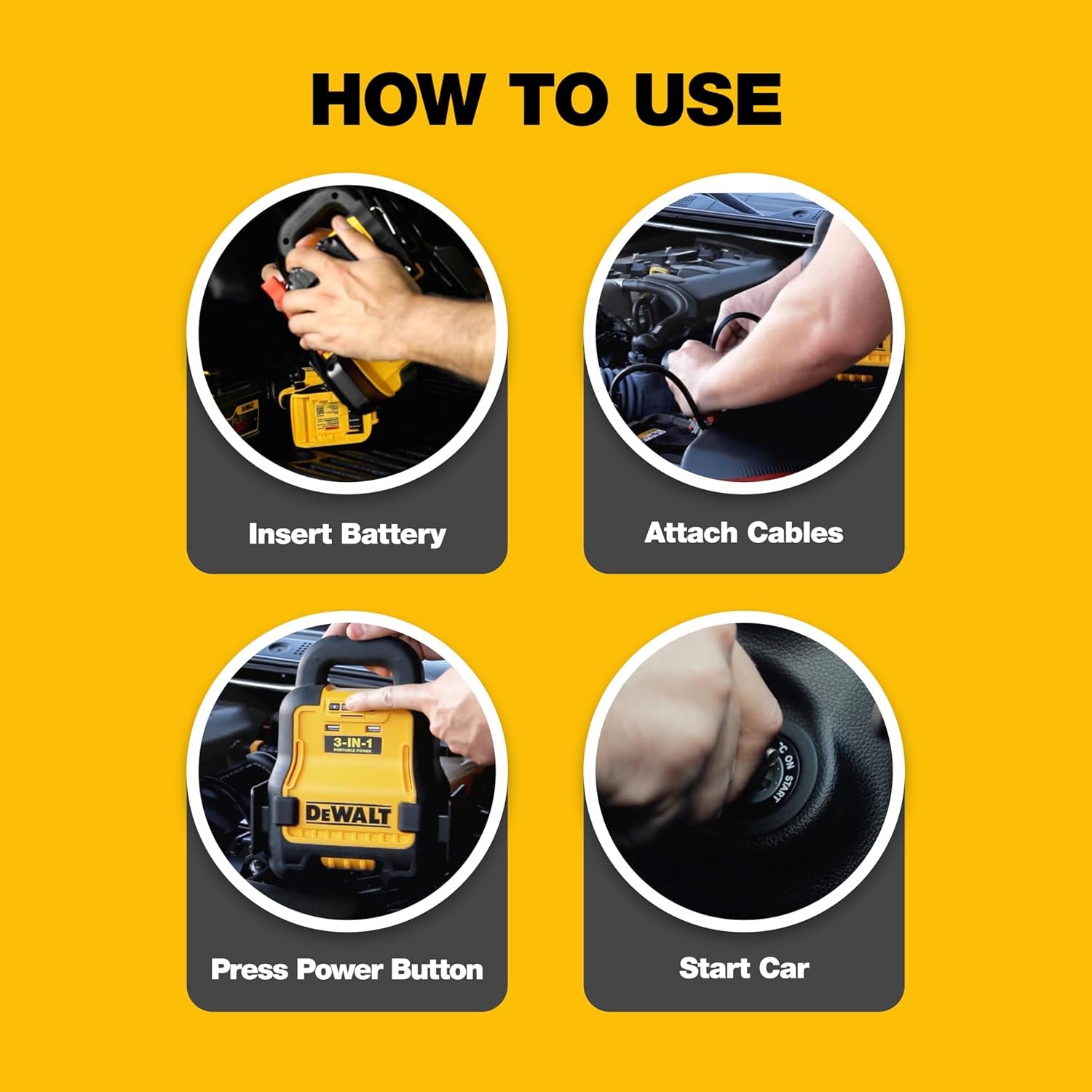 DEWALT DXAE20VBB Automotive Battery Booster and 12V Jump Starter with USB Power Station: Powered by Standard 20V MAX and FLEXVOLT Tool Batteries