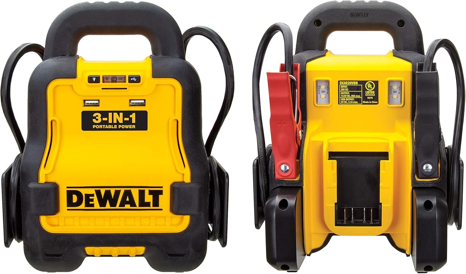 DEWALT DXAE20VBB Automotive Battery Booster and 12V Jump Starter with USB Power Station: Powered by Standard 20V MAX and FLEXVOLT Tool Batteries