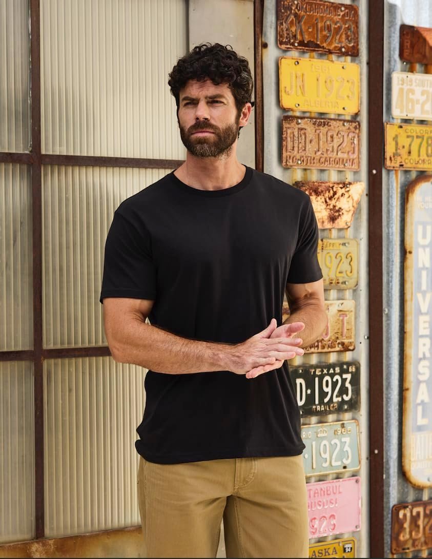Fresh Clean Threads Men's Crew Neck T-Shirts – Short Sleeve, Fitted Style, Soft Cotton-Poly Blend, Tag-Free Comfort